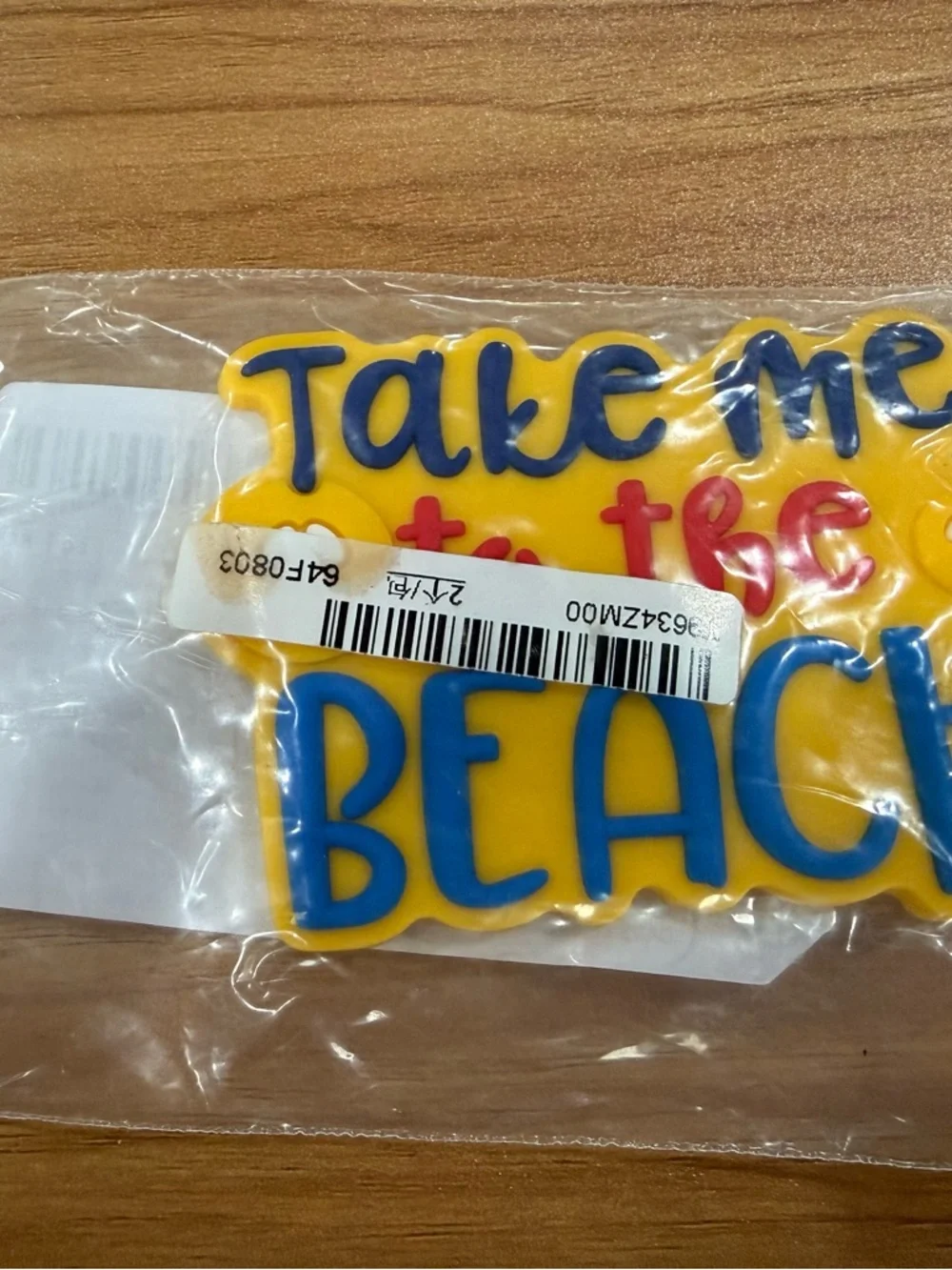 Take Me to the Beach Yellow Blue Red Decoration for your Bogg Bag - NEW